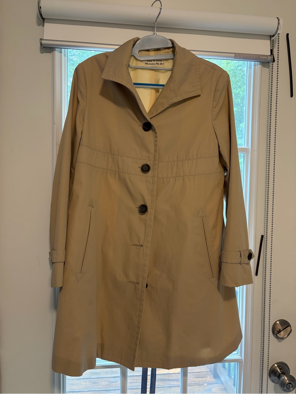 rag & bone Khaki Trench Coat with Button Front